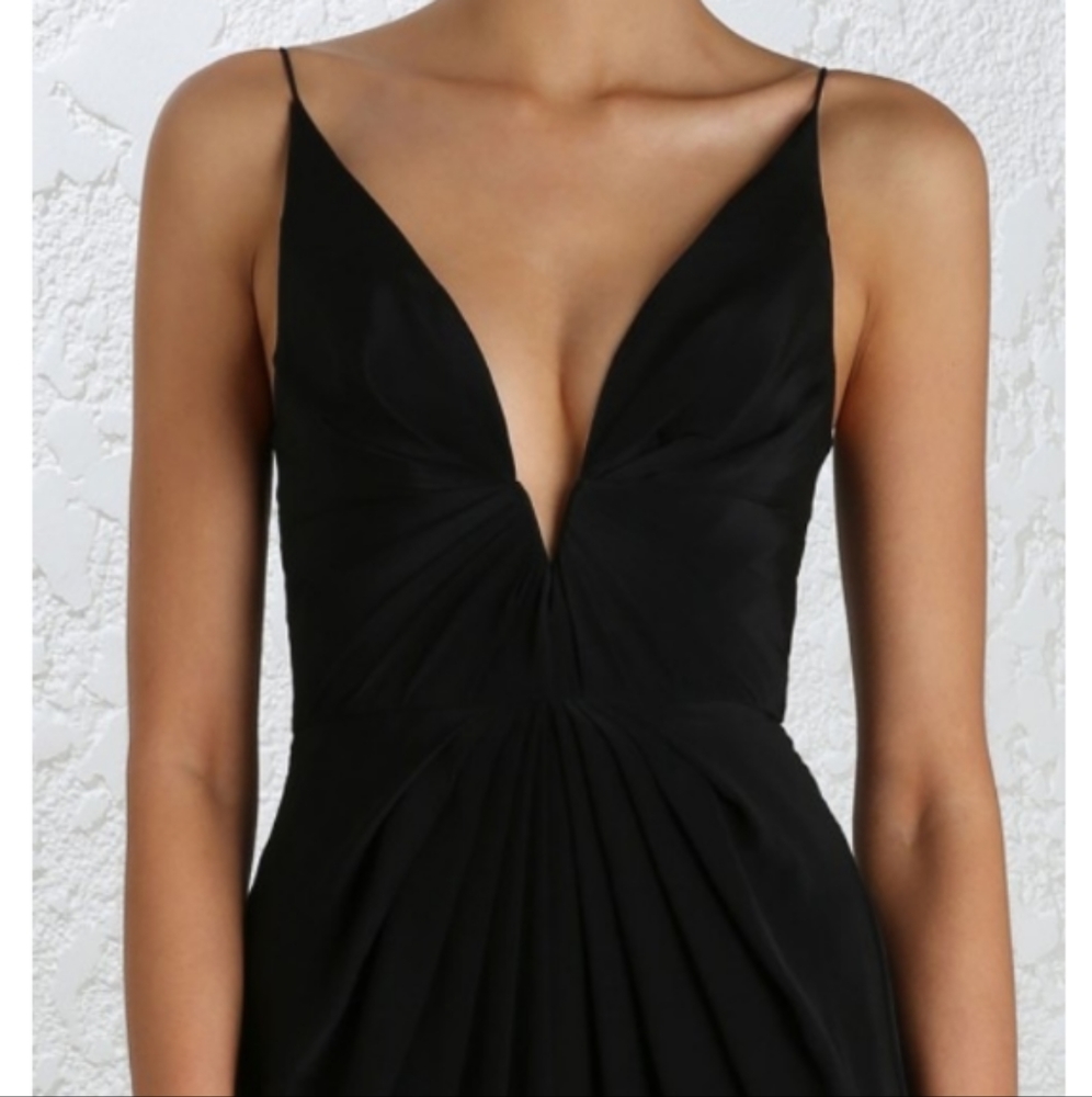 Zimmermann Silk V Tuck Maxi Dress in Black Size 3 equiv size 12 - Picture 3 of 8